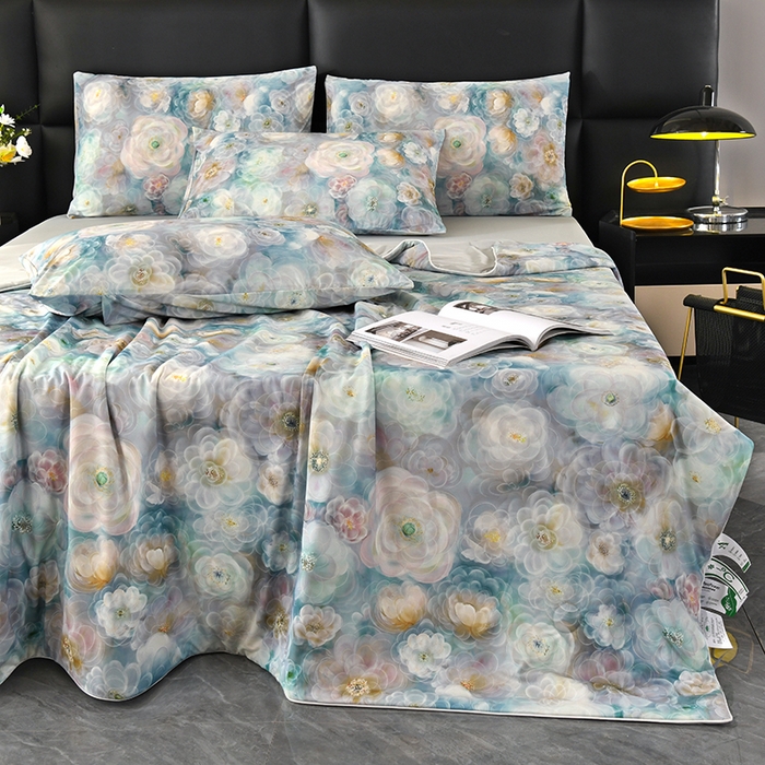 91家纺网 家纺一手货源 找家纺 欧夏家纺 2025新款凉感玻尿酸焕颜被夏被 花开朵朵