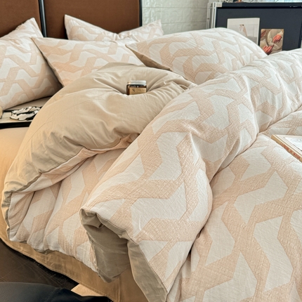 眠博士 2025新款AB版简约时尚A类全棉三层纱系列四件套 三层纱-慕斯-杏