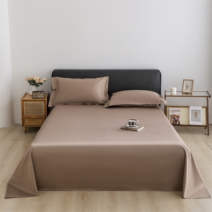 91家纺网 家纺一手货源 找家纺 宝时兰 2025新款100支新疆长绒棉单品床单全棉枕套纯棉三件套 布朗咖