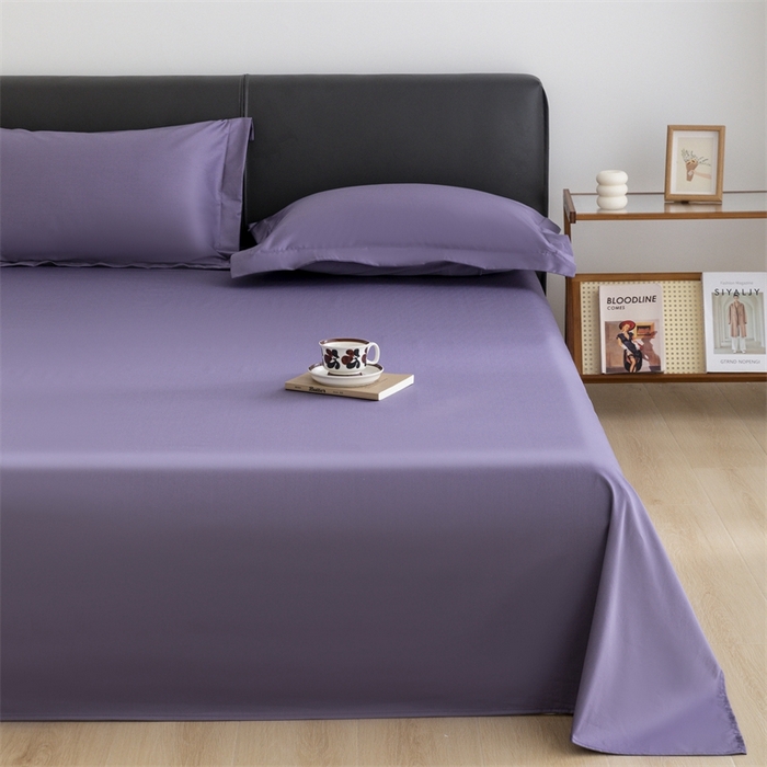 91家纺网 家纺一手货源 找家纺 宝时兰 2025新款100支新疆长绒棉单品床单全棉枕套纯棉三件套 凝夜紫