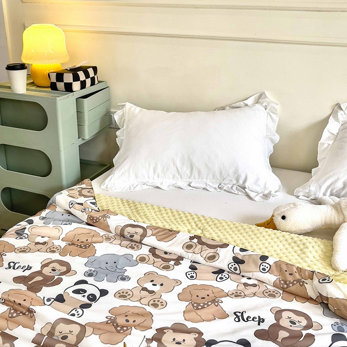 91家纺网 家纺一手货源 找家纺 绒梦里 2025新款儿童卡通系列A类凉感冰豆豆夏被 宠物派