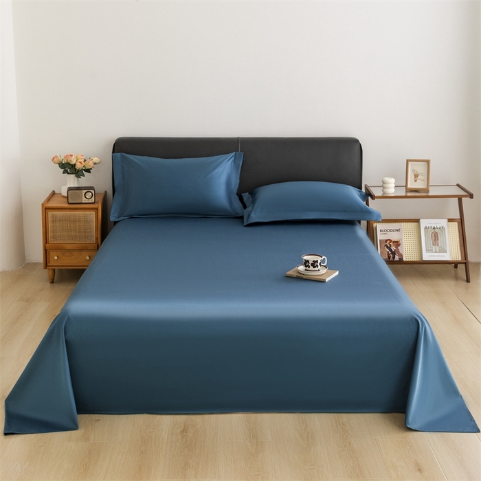 91家纺网 家纺一手货源 找家纺 宝时兰 2025新款100支新疆长绒棉单品床单全棉枕套纯棉三件套 梵星蓝