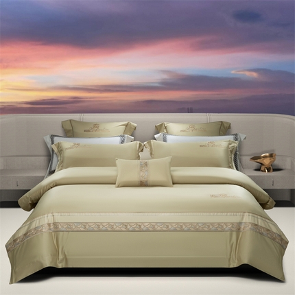 91家纺网 家纺一手货源 找家纺 （总）高大尚婚庆馆 2025春夏新款 长绒棉高端绣花四件套-海歌娜