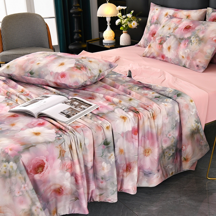 91家纺网 家纺一手货源 找家纺 欧夏家纺 2025新款凉感玻尿酸焕颜被夏被 花海迷情