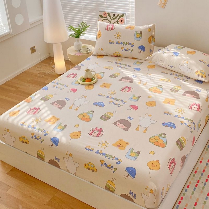 91家纺网 家纺一手货源 找家纺 ME/ERA HOME寐时代 2025新款三枚缎老粗布床笠款三件套 快乐心情