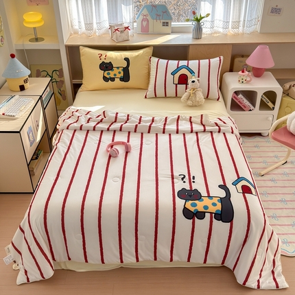 星期八 2025新款针织棉夏被四件套 萌猫小屋
