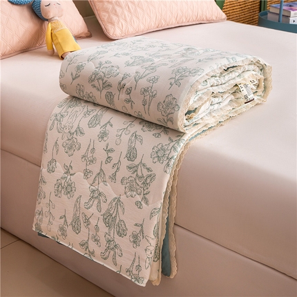 艺菲阁家纺 2025新款花边款小碎花A类云感双层纱夏被 海像深林