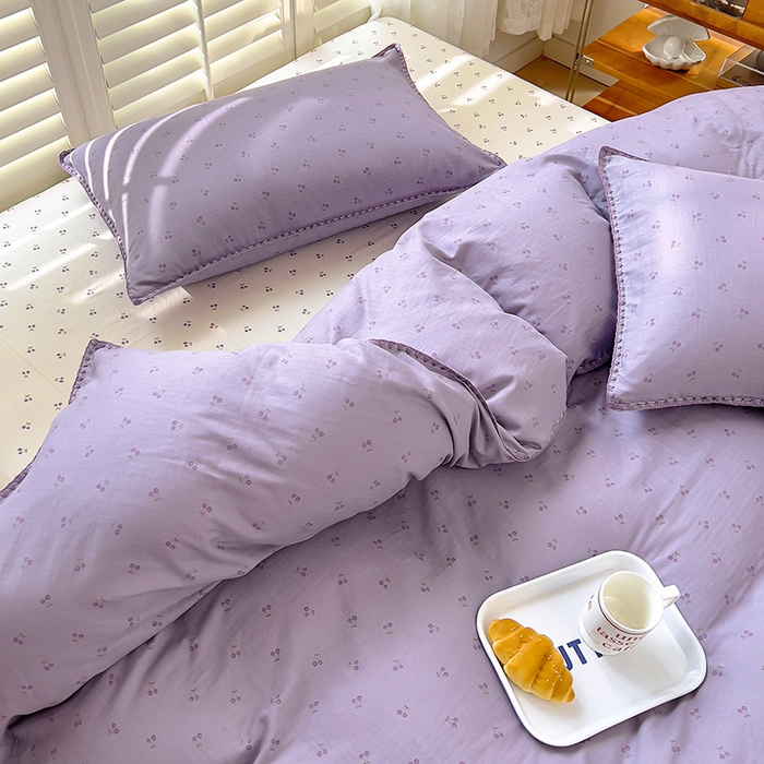 91家纺网 家纺一手货源 找家纺 田野家纺2025新款A类全棉双层纱四件套 伊甜