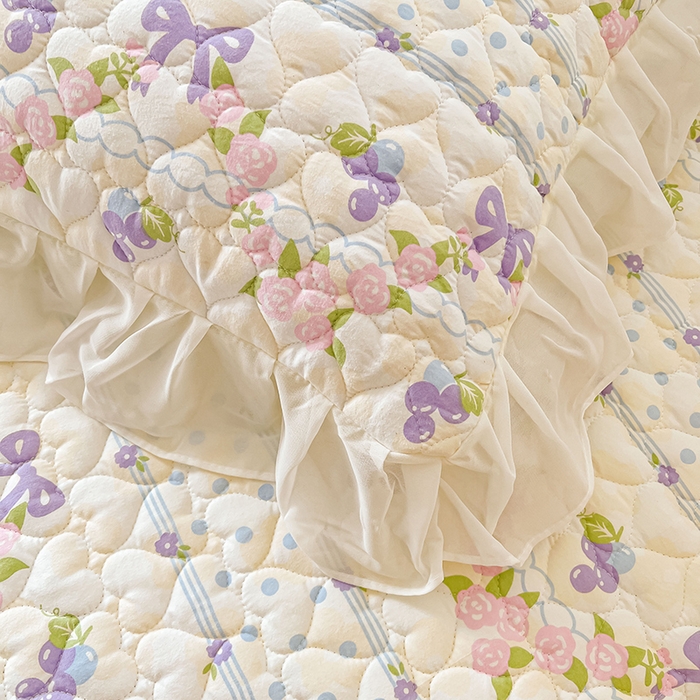 91家纺网 家纺一手货源 找家纺 眠势力 2025新款韩版花边床笠雪纺公主风ins夹棉四季款床罩保护套 半旧时光