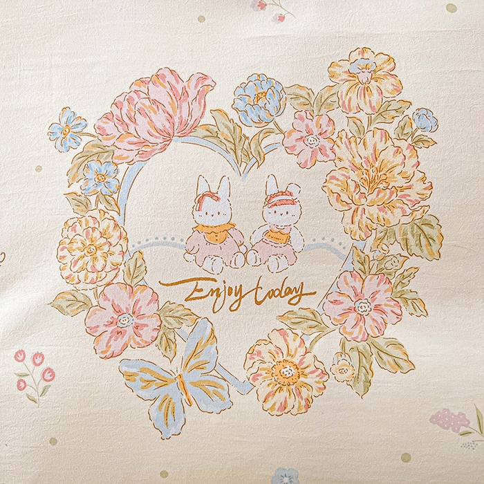 91家纺网 家纺一手货源 找家纺 眠势力 2025新款韩版花边被套双面用四季款ins公主风 花语满园