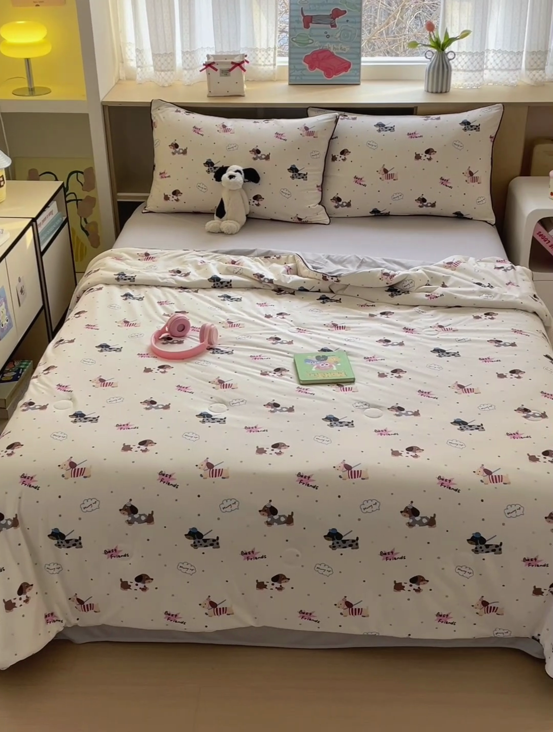 91家纺网 家纺一手货源 找家纺 星期八 2025新款针织棉夏被四件套 汪汪队