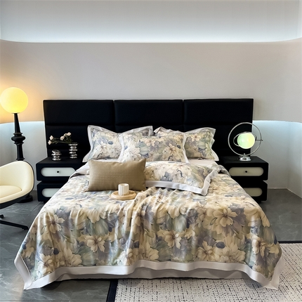 91家纺网 家纺一手货源 找家纺 （总）朵希曼2025新款60支天丝镂空印花夏被和夏被四件套系列