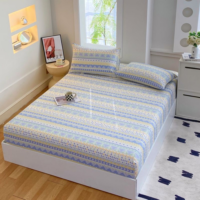 91家纺网 家纺一手货源 找家纺 ME/ERA HOME寐时代 2025新款三枚缎老粗布床笠款三件套 律动