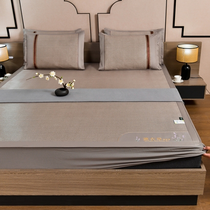 小牛席业2025新款薰衣草冰藤席系列-床笠款（冰藤席面）凉席藤席冰藤双面席冰丝席竹席凉席空调席草席三件套 薰衣草清香冰藤席-床笠款（香槟）