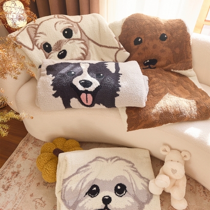 （总）暖绵绵家纺 2025新款半边绒系列盖毯披肩毯毯子-狗狗4小只【零售价不得低于161元】