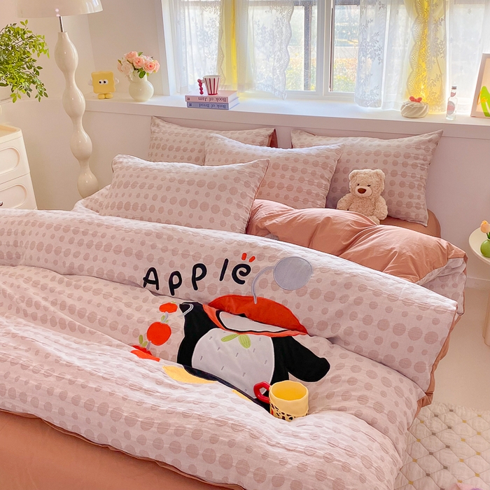 91家纺网 家纺一手货源 找家纺 千朵 2025新款全棉提花四件套 喜庆小企