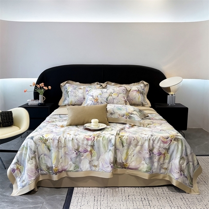 91家纺网 家纺一手货源 找家纺 （总）朵希曼2025新款60支天丝镂空印花夏被和夏被四件套系列