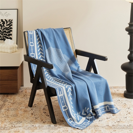 暖绵绵家纺 2025新款兔绒纱系列盖毯披肩毯毯子-巴纳斯【最低零售价：143元】 巴纳斯-蓝灰色