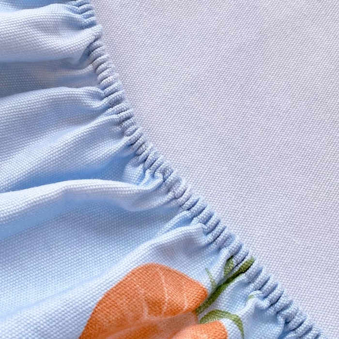 91家纺网 家纺一手货源 找家纺 ME/ERA HOME寐时代 2025新款全棉老粗布床笠款三件套 全棉卡通-草莓-蓝