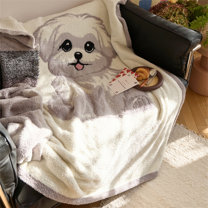 91家纺网 家纺一手货源 找家纺 暖绵绵家纺 2025新款半边绒系列盖毯披肩毯毯子-狗狗4小只【零售价不得低于161元】 狗狗4小只-麦达