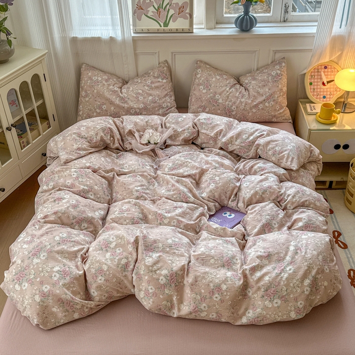 91家纺网 家纺一手货源 找家纺 玉海棠家纺 2025新款亲肤舒适小清新四件套 爱如星辰