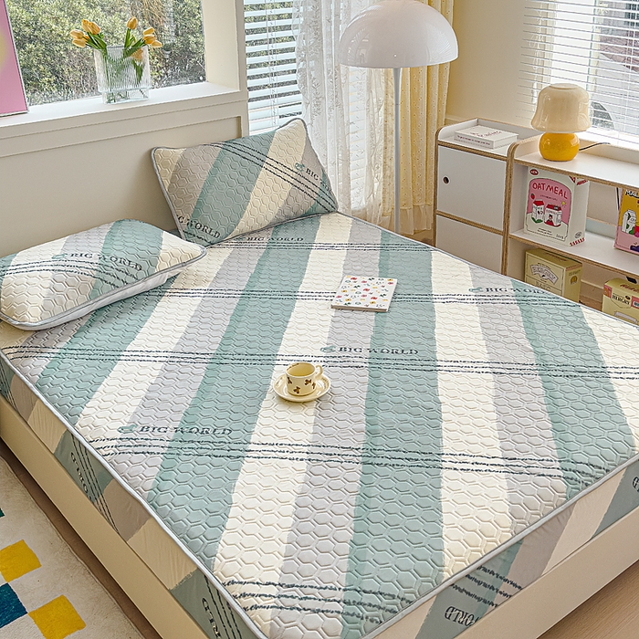 91家纺网 家纺一手货源 找家纺 小萌虎 2025新款凉感丝胶质凉席床笠款 格调