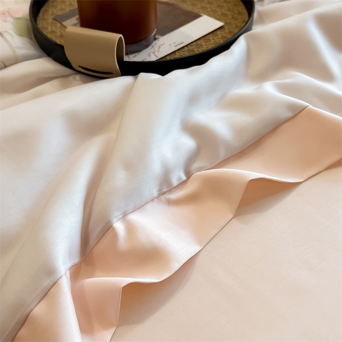 91家纺网 家纺一手货源 找家纺 朵希曼2025新款50天丝宽边夏被和夏被四件套系列 印象花艺 桔