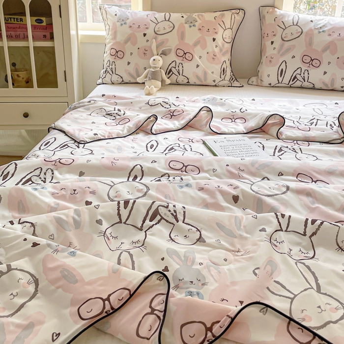 91家纺网 家纺一手货源 找家纺 优悦生活馆 2025新款凉感丝夏被夏凉被空调被 哈味兔