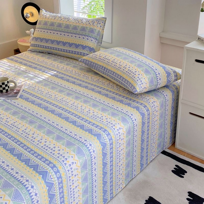 91家纺网 家纺一手货源 找家纺 ME/ERA HOME寐时代 2025新款三枚缎老粗布床单款三件套 律动