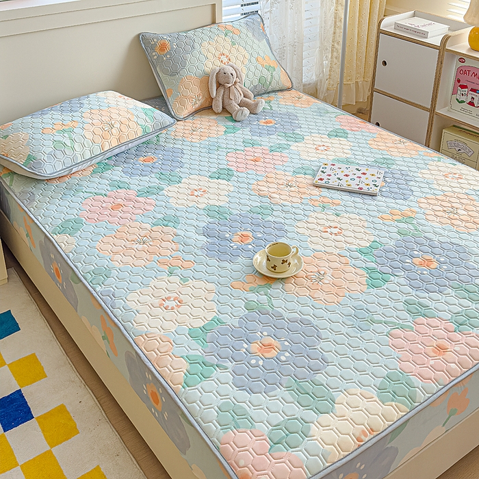 91家纺网 家纺一手货源 找家纺 （总）小萌虎 2025新款凉感丝胶质凉席床笠款