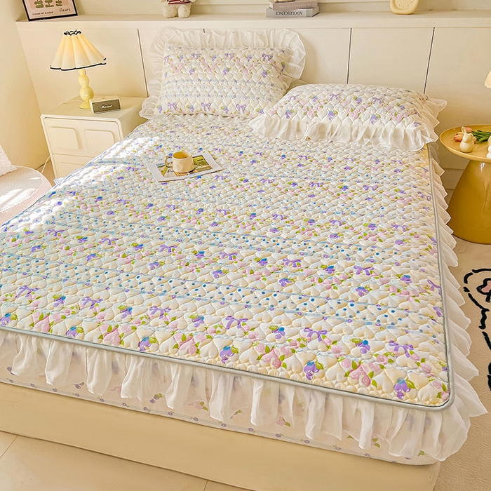 91家纺网 家纺一手货源 找家纺 眠势力 2025新款韩版花边床笠雪纺公主风ins夹棉四季款床罩保护套 半旧时光