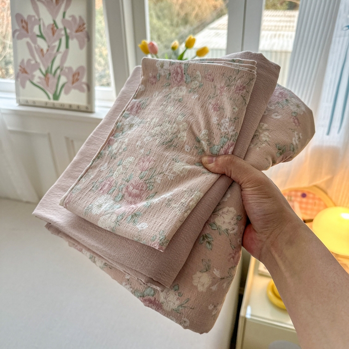 91家纺网 家纺一手货源 找家纺 玉海棠家纺 2025新款亲肤舒适小清新四件套 爱如星辰