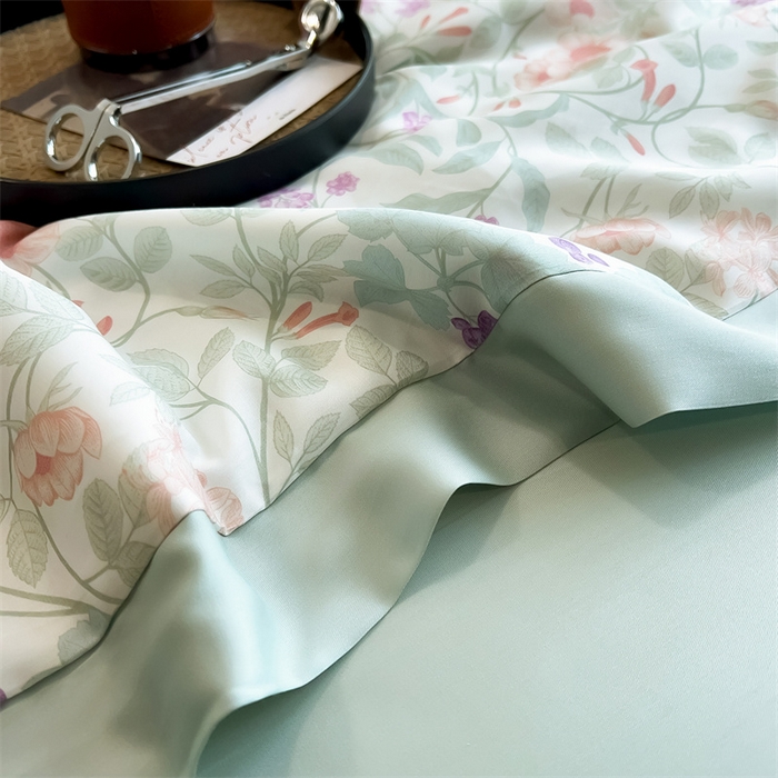 91家纺网 家纺一手货源 找家纺 朵希曼2025新款50天丝宽边夏被和夏被四件套系列 悦夏 粉紫