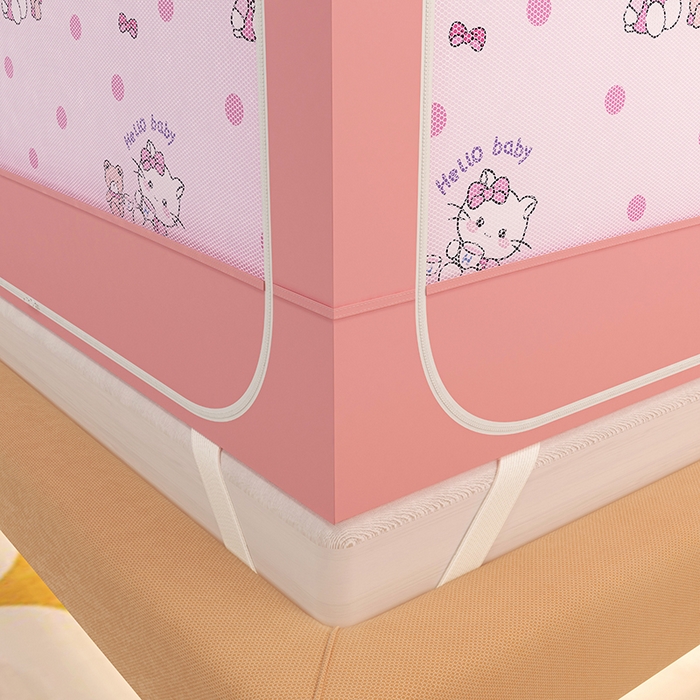 91家纺网 家纺一手货源 找家纺 迪凡保罗蚊帐 2025新款2505城堡款房型遮光防摔坐床蚊帐 俏皮猫