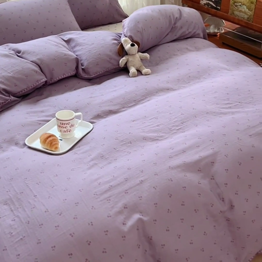 91家纺网 家纺一手货源 找家纺 田野家纺2025新款A类全棉双层纱四件套 伊甜