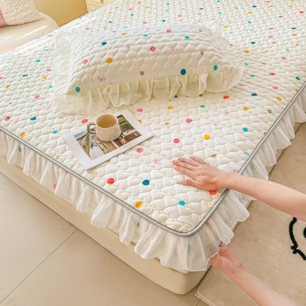 91家纺网 家纺一手货源 找家纺 （总）眠势力 2025新款韩版花边床笠雪纺公主风ins夹棉四季款床罩保护套