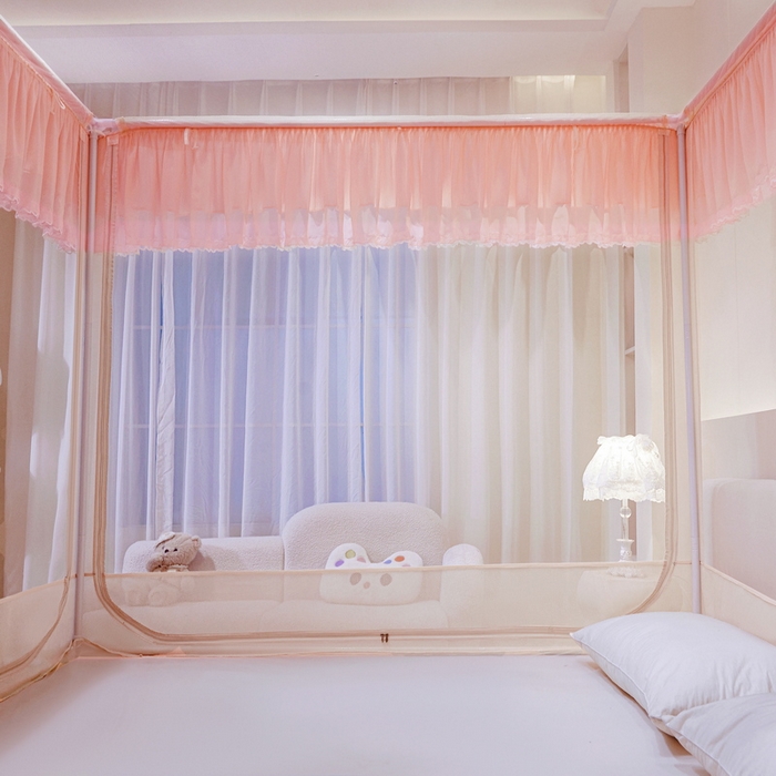 91家纺网 家纺一手货源 找家纺 夏彩 2025新款浪漫唯美T+U防摔蚊帐-88609 88609翡翠玉