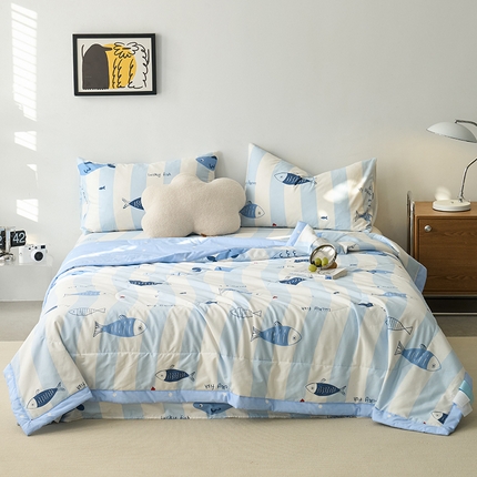 91家纺网 家纺一手货源 找家纺 （总）莱宁被业 2025新款喷气13070全棉印花夏被四件套