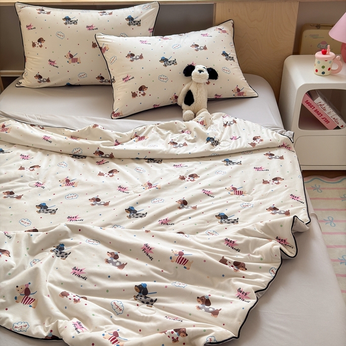 91家纺网 家纺一手货源 找家纺 星期八 2025新款针织棉夏被四件套 汪汪队