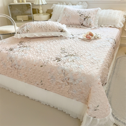 兄弟坊 2025 莱赛尔兰精天丝韩版印花床盖床裙床褥 床盖-花香