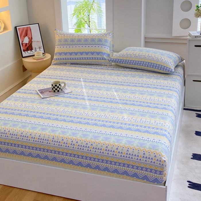 91家纺网 家纺一手货源 找家纺 ME/ERA HOME寐时代 2025新款三枚缎老粗布床笠款三件套 律动