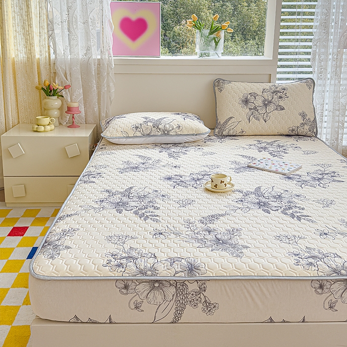 91家纺网 家纺一手货源 找家纺 小萌虎 2025新款凉感丝胶质凉席床笠款 水墨