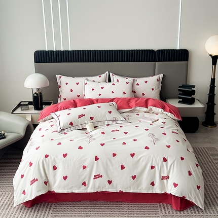 眷恋家纺 2025年春夏全棉铂金棉13376数码印花四件套 约定-米