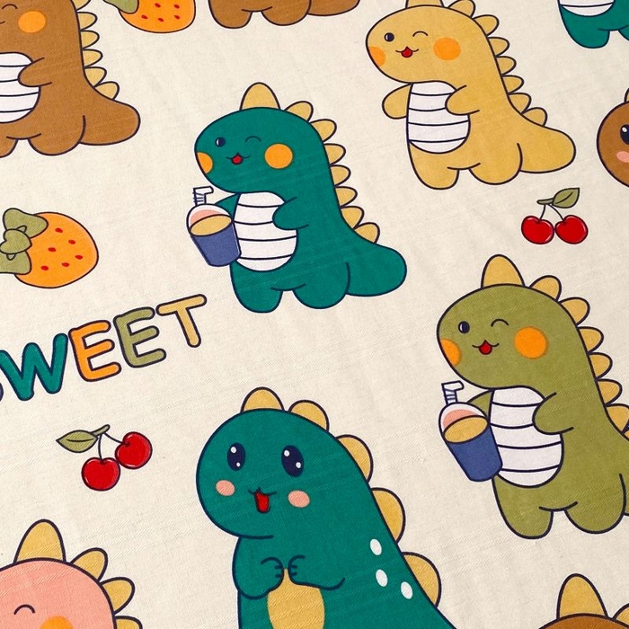 91家纺网 家纺一手货源 找家纺 ME/ERA HOME寐时代 2025新款三枚缎老粗布床单款三件套 恐龙派对