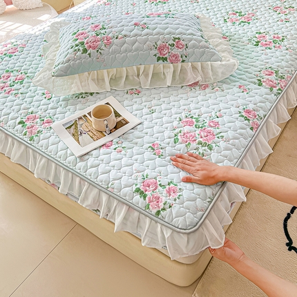 91家纺网 家纺一手货源 找家纺 （总）眠势力 2025新款韩版花边床笠雪纺公主风ins夹棉四季款床罩保护套
