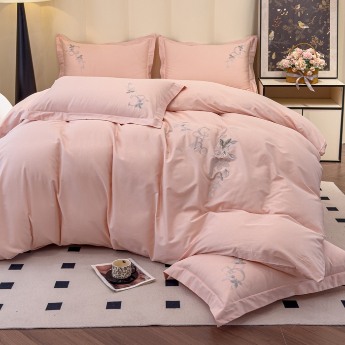 91家纺网 家纺一手货源 找家纺 U品汇 2025新款纯棉全棉长绒棉刺绣绣花高端礼盒四件套-夏瑾系列 夏瑾-荷花玉