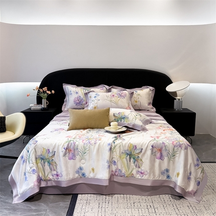 91家纺网 家纺一手货源 找家纺 （总）朵希曼2025新款60支天丝镂空印花夏被和夏被四件套系列