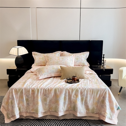 91家纺网 家纺一手货源 找家纺 （总）朵希曼2025新款50天丝宽边夏被和夏被四件套系列