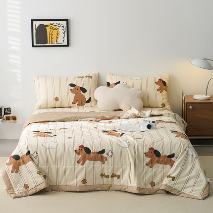 91家纺网 家纺一手货源 找家纺 （总）莱宁被业 2025新款喷气13070全棉印花夏被四件套