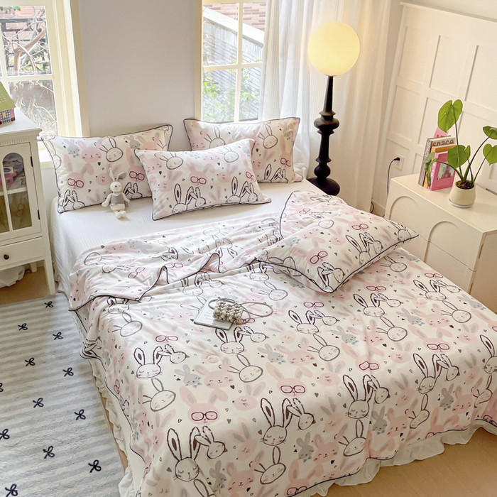 91家纺网 家纺一手货源 找家纺 优悦生活馆 2025新款凉感丝夏被夏凉被空调被 哈味兔